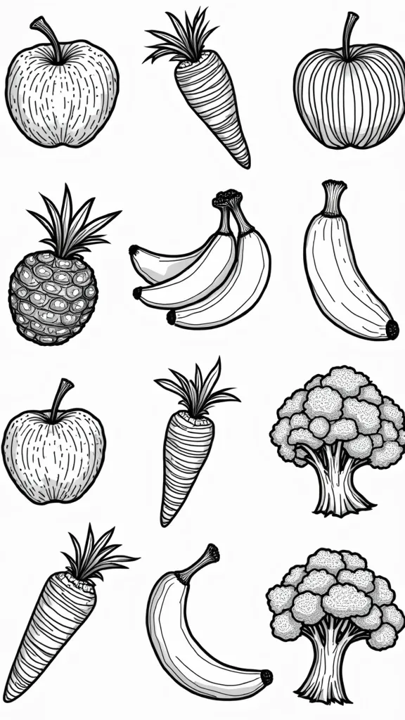 coloring pages of fruits and vegetables